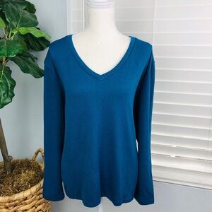 NWT AQUA BLUE V NECK SWEATER TOP